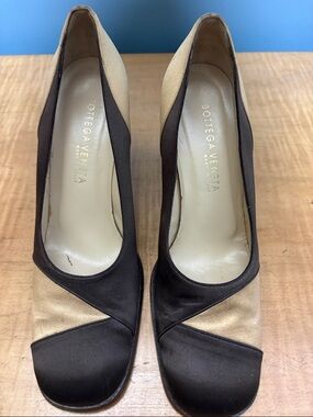 Bottega Veneta Brown and Beige Two-Tone Pump Heels